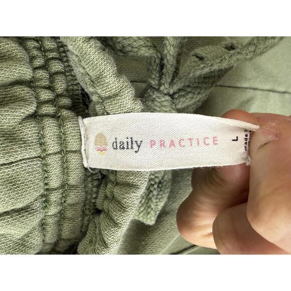 Daily Practice by Anthropologie Wide Leg Olive Sweatpants - Size - Large - Picture 4 of 5